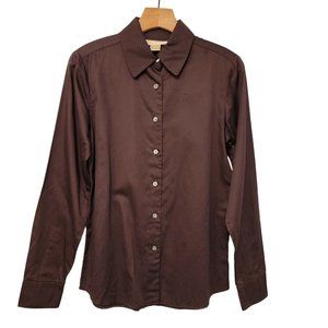 Vintage Brown Brooks Brothers Size 6 100% Cotton Button Up Shirt Top